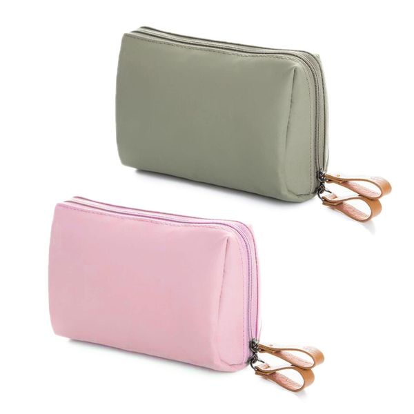 TSHAOUN Travel Makeup Pouch, Small Cosmetic Bag 2023 New Travel Makeup, Waterproof Portable Travel Toiletry Pouch with Zipper,Travel Pouch for Women Toiletry and Makeup (Green Pink)