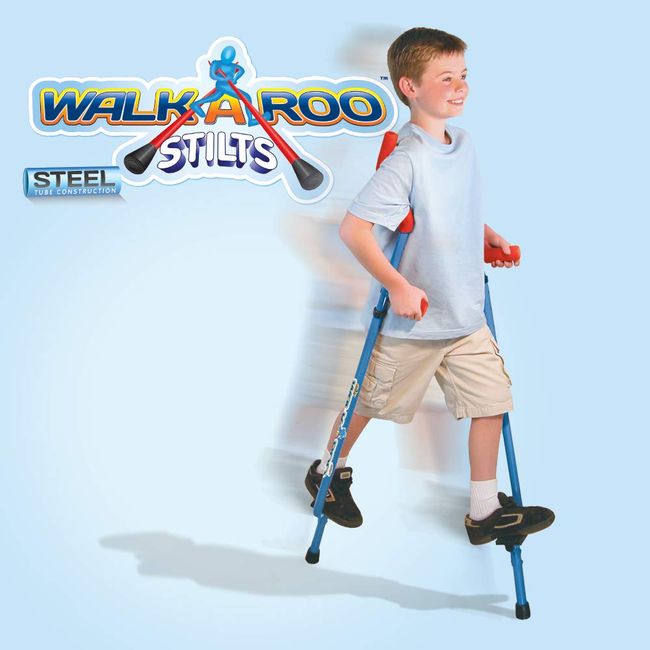 Geospace Original Walkaroo Stilts by Air Kicks (Steel) with Ergonomic Design for Easy Balance Walking (Blue)