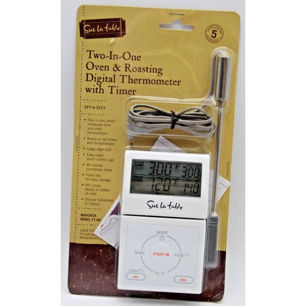 Sur La Table 2 in 1 Oven Roasting Digital Thermometer w/ Cooking Timer ~ New