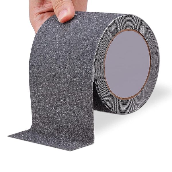 OQingluan Non Slip Tape, 10cm*5m/4in*16ft Anti Slip Tape for Steps, Anti-Slip Adhesive Tape, High Traction Safety Tape, Anti Slip Tape Outdoor Waterproof, Keep the Elderly/Children/Pets Safe, Grey