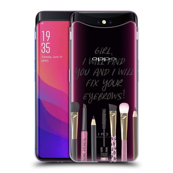 Head Case Designs Eyebrow Quote Makeup Obsession Soft Gel Case Compatible for Oppo Find X