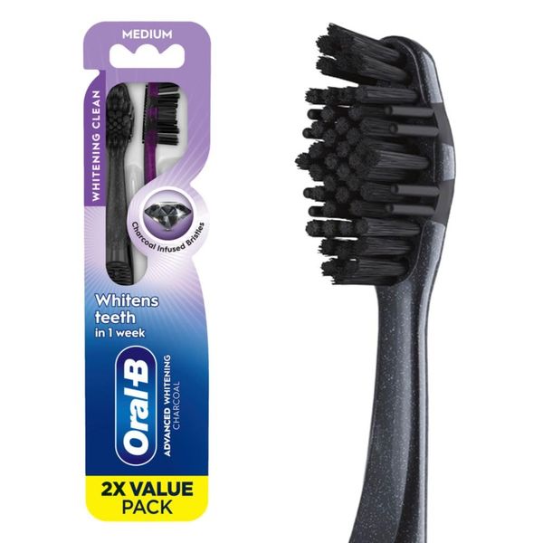 Oral-b Charcoal Whitening Therapy Toothbrush, Medium, 2 Count