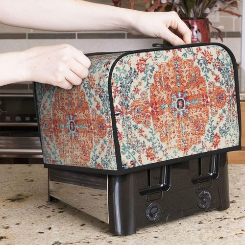 Ethnic Boho 4 Slice Toaster Cover, Waterproof Toaster Dust Cover Bread Maker Protective Cover For Small Kitchen Appliance Dining Room Table Home Decor Gifts
