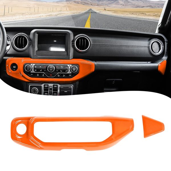 RT-TCZ Center Console Air Conditioner Control Panel Trim Cover Dashboard Decoration Interior Accessories for Jeep Wrangler JL JLU & Gladiator JT 2018-2022,Orange