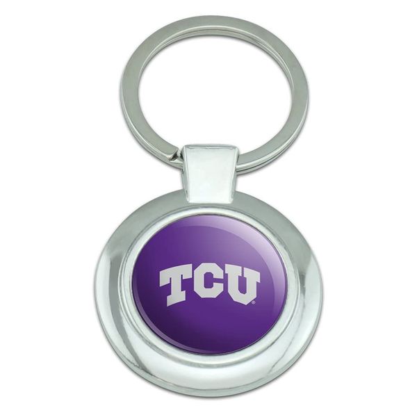 GRAPHICS & MORE TCU Primary Logo Keychain Classy Round Chrome Plated Metal