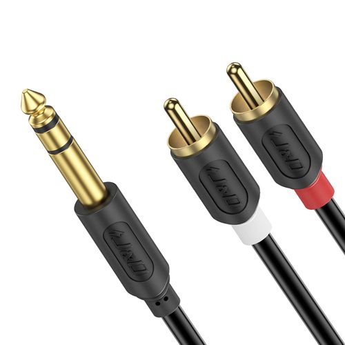 J&D 1/4" TRS to Dual RCA Insert Cable - Gold Plated Audiowave Series 6.35mm Stereo Jack to 2 RCA Male Stereo Audio Adapter Y Splitter, 9 Feet