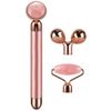 3-IN-1 Electric Jade Roller 3D Roller Facial Roller & Face Massager, Rose Quartz
