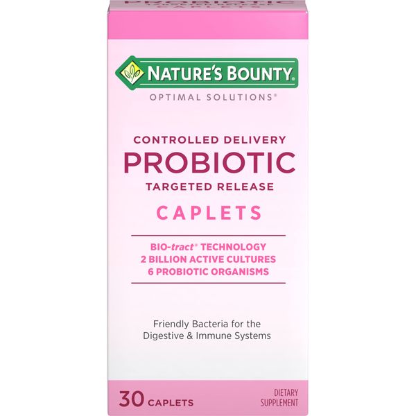 Nature's Bounty Probiotic, Controlled Delivery Dietary Supplement, Supports Digestive,Intestinal and Immune Health, 30 Caplets