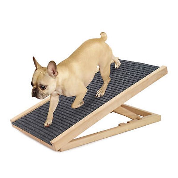 Adjustable Dog Ramp  Wooden Folding Portable Dog &  Stair for Couch E3M1