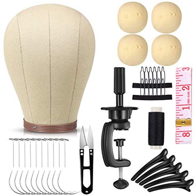 22inch Wig Head Cork Canvas Block Head Mannequin Head With Stand Holder  Tool Set