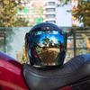 Soman 3 Snap Bubble Visors, Snap On Bubble Face Shield 3 Snap Compatible with Motorcycle 3/4 Open Face Helmets (Gold)