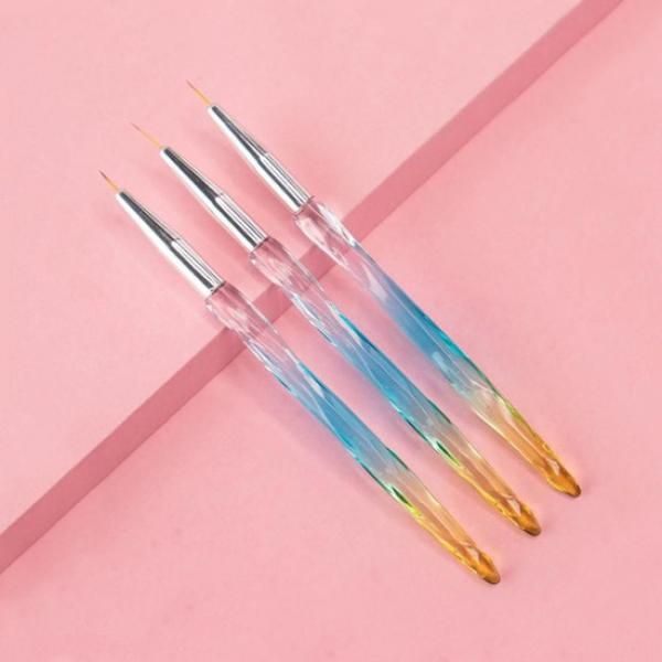 Nail art Blue&amp;Green acrylic fine brush brush set of 3