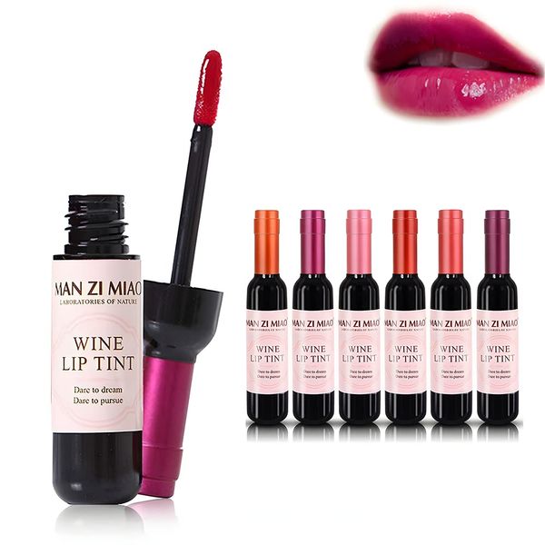 VOLLUCK Wine Liquid Lipstick, Lady Long Lasting Make Up Gloss Matte Lip Tint Wine Bottle Cover, Waterproof, Valentine's Day Gift Kit Ideas for Girlfriend, Mom, Friend (6 Colors)