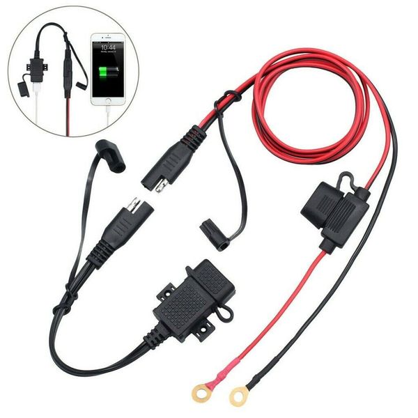SAE to USB Charger Quick 2.1A Waterproof Adapter Cable Plug For GPS Phone Tablet