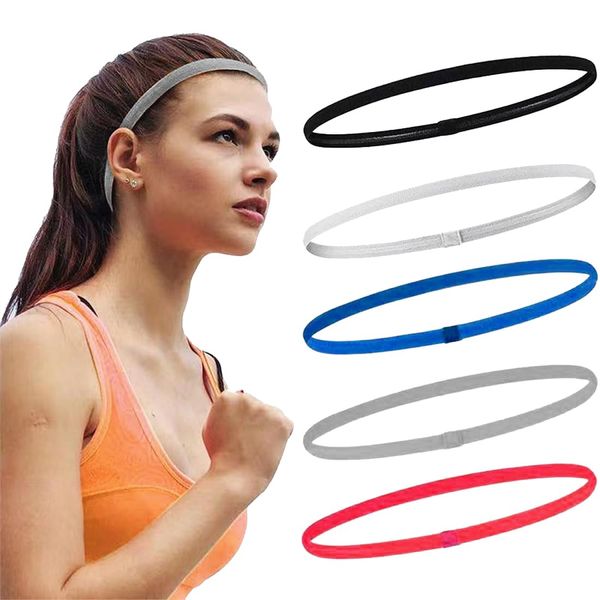 5 Stücke Sport Stirnbänder Unisex Haarband Dünn Elastische Stirnbänder Haarband Stirnband(Schwarz/Weiß/Königsblau/fluoreszierendes Orange/Grau)