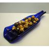 UpCycled Melted Cobalt Blue Wine Bottle Shallow Snack Serving Dish Bowl