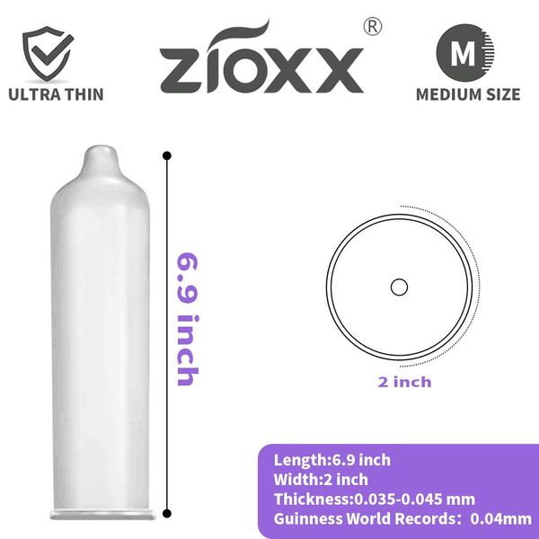 Zioxx Ultra Thin Hyaluronic Acid Lubricants Condoms 20 Pieces Water Based