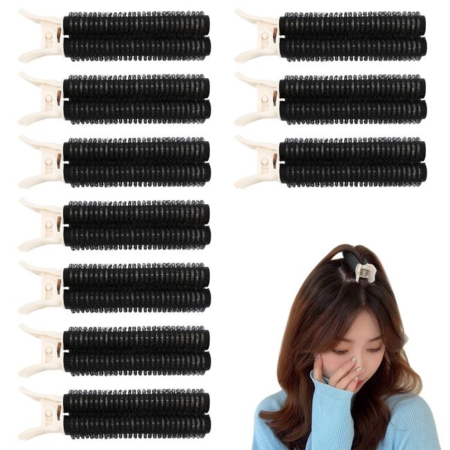 Bekecidi 10 Stück Volumen-Haarwurzel-Clips Haarwurzel Natürliche Flauschige Haar-Volumizer-Clips Selbstklebende Lockenwickler Roller Clips Haarstyling-Werkzeuge für Frauen und Mädchen (Schwarz)