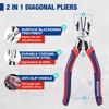 WORKPRO Diagonal Cutting Pliers with Wire Stripper, 200mm Heavy Duty Cr-V Wire Cutters, Multi-Function High Leverage Side Cutters Industrial Pliers