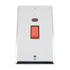45A Cooker Switch w/Neon -Tall Plate - Polished Chrome Classic - Black Insert