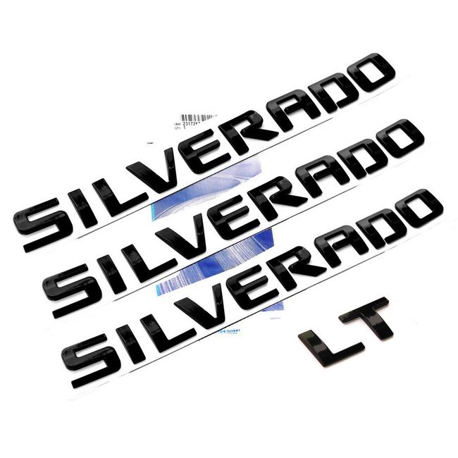 Yoaoo 3x OEM Black Silverado Plus Lt Nameplate Letter Emblems 3D Badge for Silverado 1500 2500Hd 3500Hd Original Silverado Glossy Black