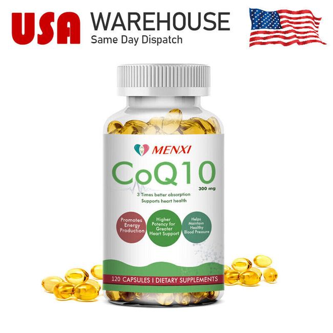 MENXI 300mg Coenzyme Q-10 COQ 10 Heart Health Support, Increase Energy & Stamina