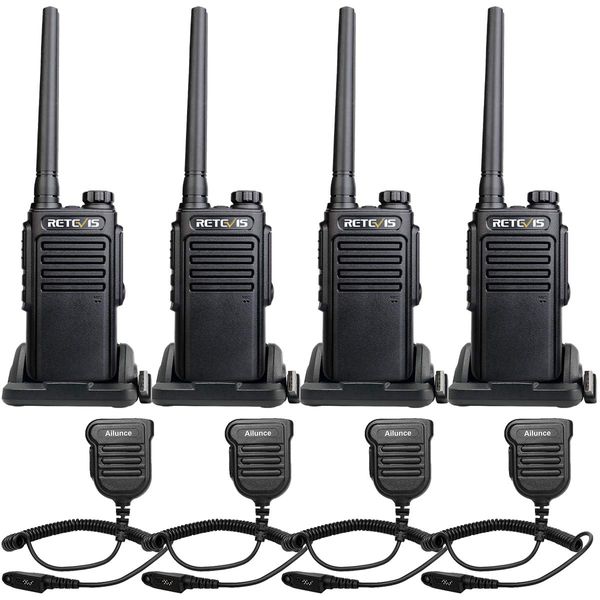 Retevis RT47 Waterproof 2 Way Radio,Walkie Talkies with Mic, License-Free,IP67 Rating Waterproof,Lightweight,Easy Operation,Business Two Way Radio for Industrial Manufacture (4 Pack)