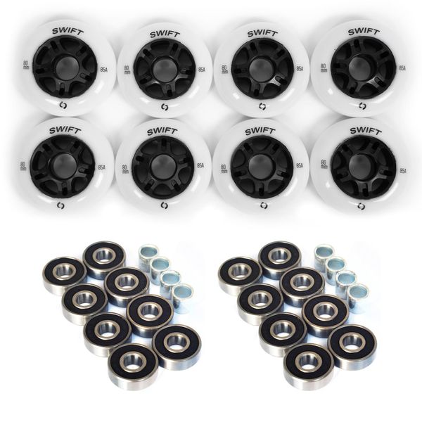 Switch Boards Roller Blade Wheels 80 mm 85A with Bearings ABEC 9 Inline Skate Wheels Pack of 8