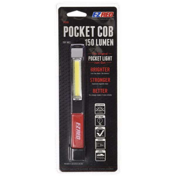 EZRED 150 Lumen COB LED Pocket Flashlight with Magnetic Base and Built in Pocket Clip.