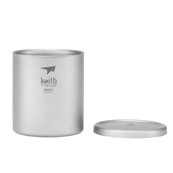 Keith Ti3301 Tasse, doppelwandig, Titan, mit Deckel