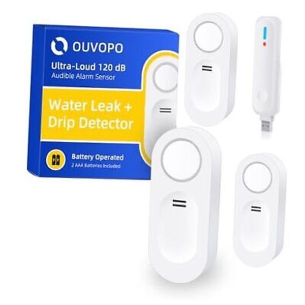 WiFi Water Leak Detectors 4 Pack, 120dB Audio Alarm wifi water detecor 4 pack