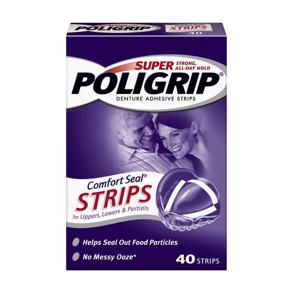 Super Poligrip Comfort Seal Denture Adhesive Strips, 40 Count