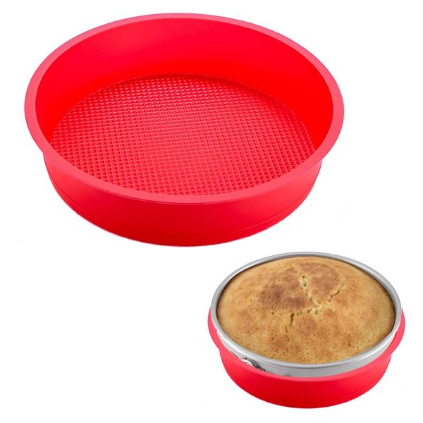 GBYAN Springform Pan Protector for 8 inch, 8.5 inch Springform Pan Round Cheesecake Water bath Pan Silicone Baking Pan Accessories Preventing Water from Entering the Springform Pan