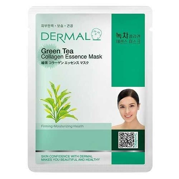 Dermal Korea Collagen Essence Full Facial Mask Sheet - Green Tea (12 Pack)