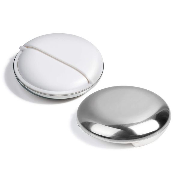 Opret Pill Case, Medicine Case, Portable Supplement, Medicine Holder, Small Items, Thin, Gum Case, Stainless Steel, Stylish, White