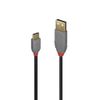 LINDY 36887 2 m USB 2.0 Type C to A Cable, Anthra Line Black
