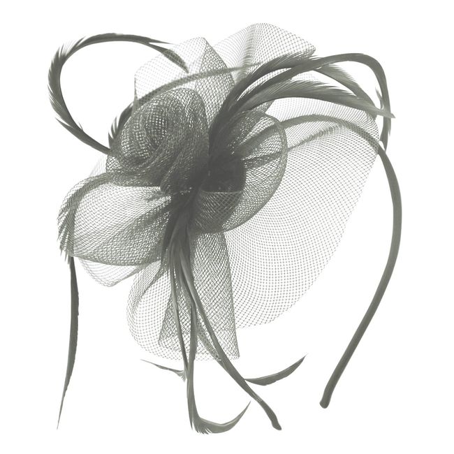 Aurora Collection Swirl and Biots Fascinator on aliceband in Grey, size: One Size