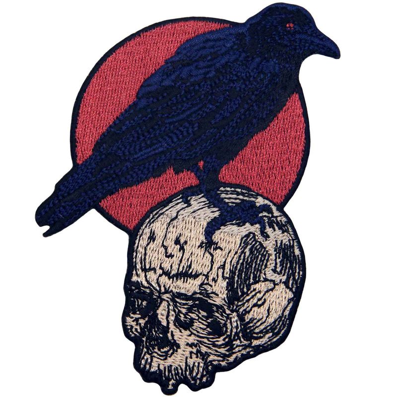 The Raven On The Skull Patch Embroidered Applique Badge Iron On Sew On ...