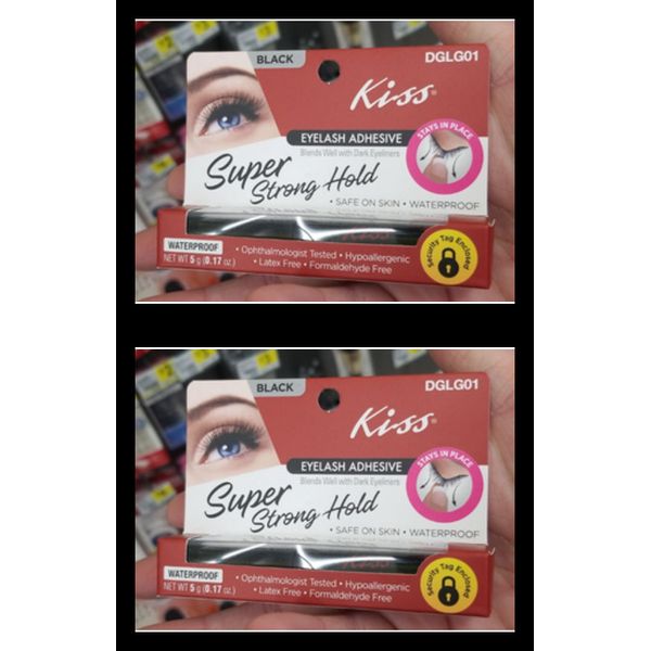 KISS Super Strong Hold Eyelash Adhesive Black Waterproof .17 oz (DGLG01- 2 PACK)