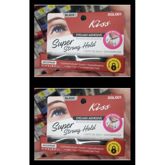 KISS Super Strong Hold Eyelash Adhesive Black Waterproof .17 oz (DGLG01- 2 PACK)