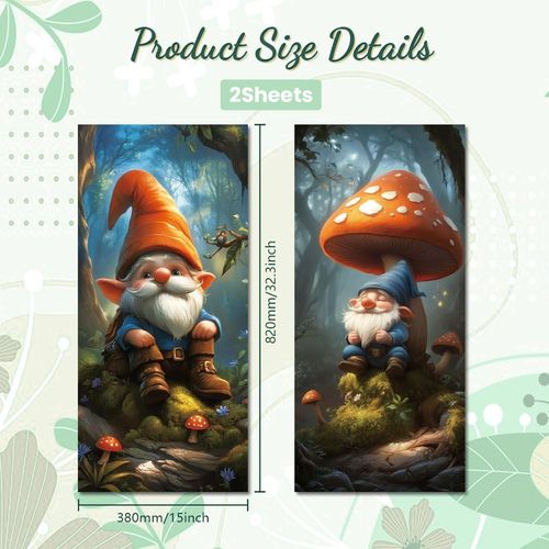 Peacoblue Wheelie Bin Stickers 2 Sheets Forest and Gnomes Sticky Dustbin Stickers Decals, 15" x 32" Waterproof Self Adhesive Large Warps for Trash Cans Bins Driveway GardenOutdoor Indoor Patio Decor