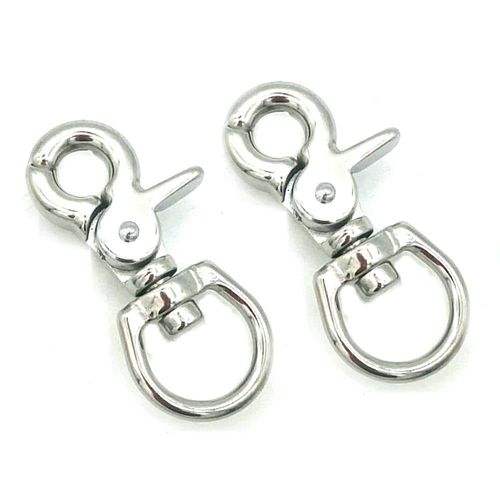JY-Marine 316 Stainless Steel Swivel Eye Trigger Snap Hook Great for Pet Leashes Bag Straps,2 Pack (2-1/2")