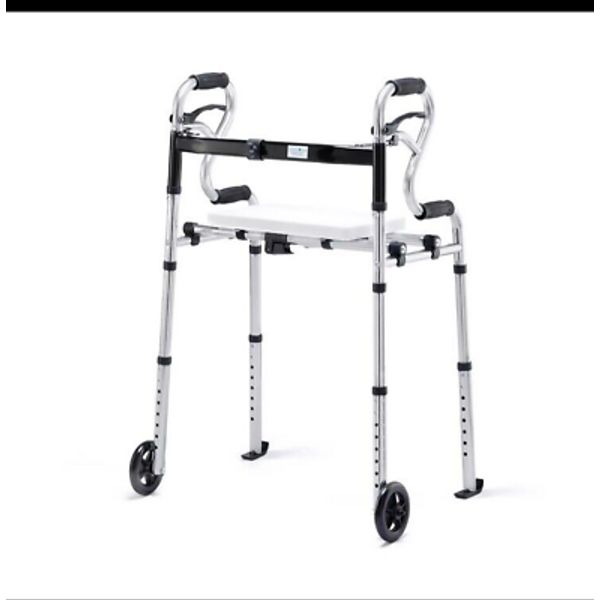 4 in 1 Folding Walker with Seat by Health Line Massage Products, Width Adjust...