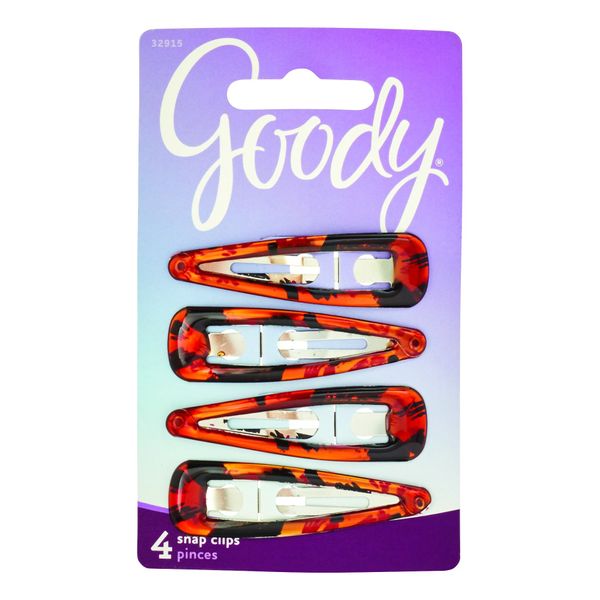 GOODY Women's Classic Shiny Tort Contour Clips, 4 Count
