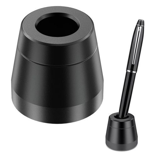 AKEIE Pen Holder, 1 Piece, Stylish, Pen Stand, Anti-Slip, Compatible with Fountain Pens, Pencils, Ballpoint Pens, Aluminum Alloy (1 pcs, Black)