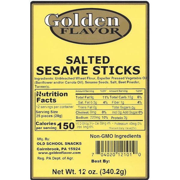 Golden Flavor Sesame Sticks - Salted - 3 pounds total - (4) 12 ounce bags