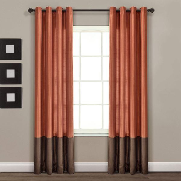 Lush Decor Prima Window Curtain Panel Pair, 108" L x 54" W, Brown & Rust