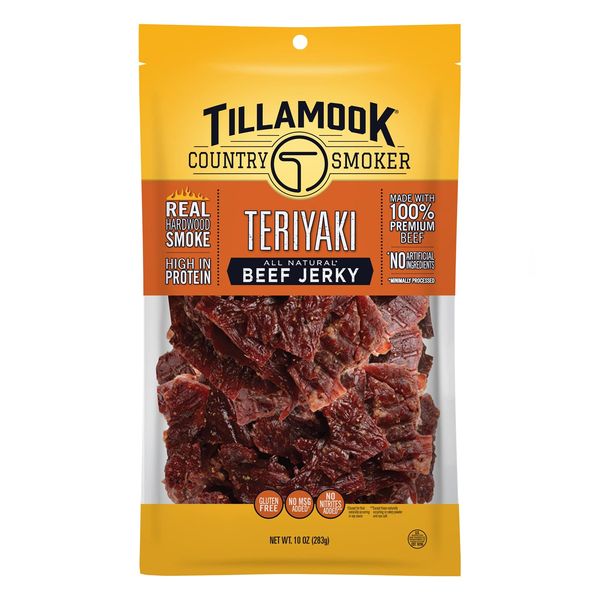 Tillamook Country Smoker Real Hardwood Smoked Beef Jerky, Teriyaki, 10 Ounce