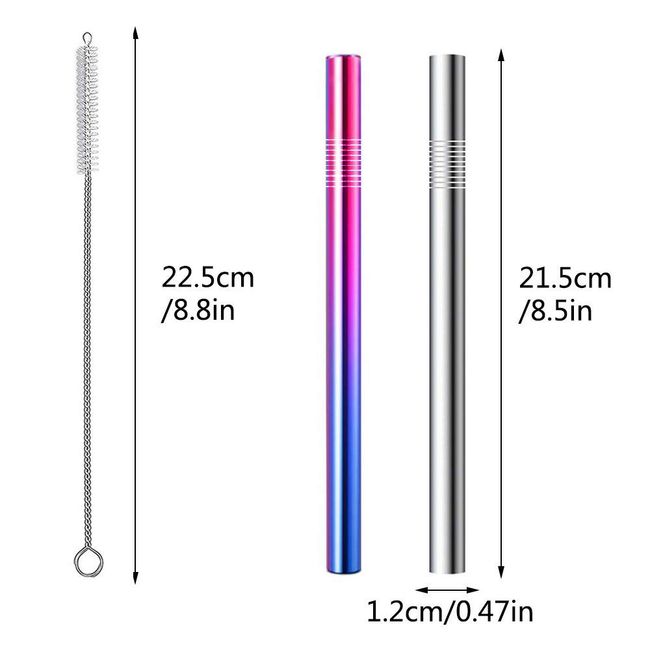 Stainless Steel Straws, Metal Straws, Tapioca Straws, Pearl, Milk Tea Straws, Reusable Reusable for Tapioca Drinks, Echo Straws, Colorful, Stylish, Bar, Shop, Commercial Use, Large Straws, No Clogs,