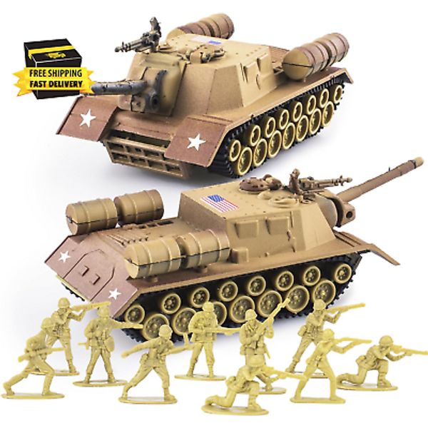 U.S Army Tank and Army Men Toys Playset, 2Pc US Tank-1 Models with 10Pc Toy Sold